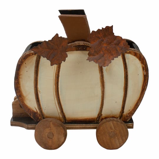 10.5&#x22; Fall Harvest Pumpkin Cart Tabletop Decoration
